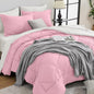 HEVUMYI Queen Comforter Set - 7-Piece All Season Bed in a Bag Queen, Ultra Soft Bedding Set with Comforter, Flat Sheet, Fitted Sheet, Pillowcases, Pillow Shams, Pink & Ivory