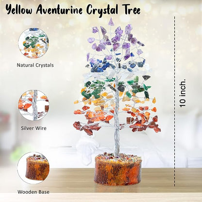 "Seven Chakra Healing Crystals Tree Bonsai Desk Decor for Women Room & Office Decor Spiritual Gift Meditation Crystals Home room decor cute house warming gifts for women Mom Birthday her - 10"""