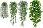 BLEUM CADE Fake Hanging Plants Mixed Set, 4pcs Artificial Hanging Plant, Faux Hanging Potted Plants Greenery for Wall Shelf Home Living Room Indoor Outdoor Decor