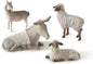 Willow Tree Sheltering Animals for The Holy Family, Giving Watch, Warmth, Protection, Gray-White Standing Goat, Gray Donkey, 2 White Sheep, Sculpted Hand-Painted Nativity Scene Figures, 4-Piece Set