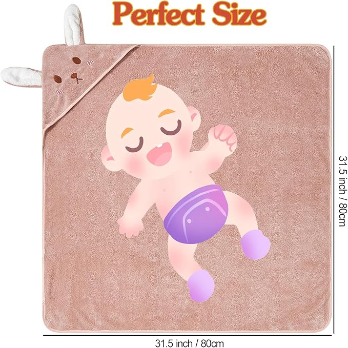 6pack Hooded Baby Towels, Premium Ultra Soft Absorbent Coral Fleece Baby Bath Towel for Newborns, Toddlers, and Kids, 32x32 in Natural Baby Stuff Towel with Hood for Boy and Girl