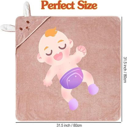 6pack Hooded Baby Towels, Premium Ultra Soft Absorbent Coral Fleece Baby Bath Towel for Newborns, Toddlers, and Kids, 32x32 in Natural Baby Stuff Towel with Hood for Boy and Girl