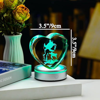 Qianwei Sea Turtel Gifts for Women 3D Crystal Heart - Laser Turtle Decor Glass Animals Sea Ocean Gifts Lamp Figurines Statue Stuff for Room Decorations Night Light