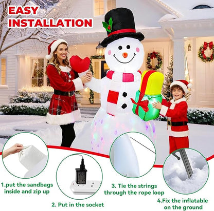 5FT Rotating LED Inflatable Snowman Outdoor Decor - Christmas Blow Up Yard Decoration with Waterproof Design, Holiday Lawn Ornament for Xmas Party Ideal Kids Gift