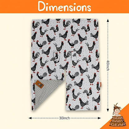 Dear Baby Gear - Baby Car Seat Canopy - Infant Car Seats Covers - Carseat Canopies for Boys and Girls - Toddler Carseat Cover with Snap Opening (Black and Red Chickens/Gray Dot 40"x30")