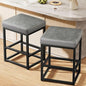 Counter Height Bar Stools Set of 2, 24" Barstools for Kitchen Countertop, Faux Leather Counter Stools with Thick Square Seats & Sturdy Metal Base, Simple Assembly, Gray