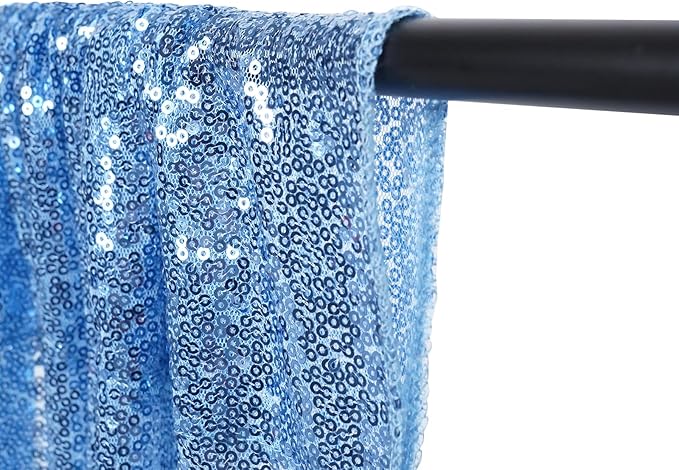 Poise3EHome Blue Sequin Backdrop,10FT x 10FT Sequin Photography Backdrop Curtain for Party Decoration, Baby Blue