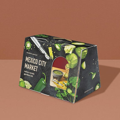 Modern Sprout Travel Trio Mexico City Market; Travel-Inspired Seed Kit with Jalapeno Deseeder, Organic Seed Starting; Gardening Gift (Mexico City Market)