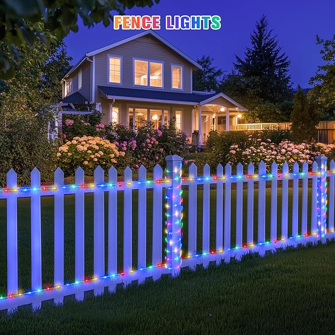 JMEXSUSS 2 * 200 LED Solar Rope Lights, 66ft IP 65 Waterproof Camping Light Outdoor, 8 Modes Trampoline Accessories Solar Trampoline Lights for Camp Ladder Slide Tent (Multicolor)