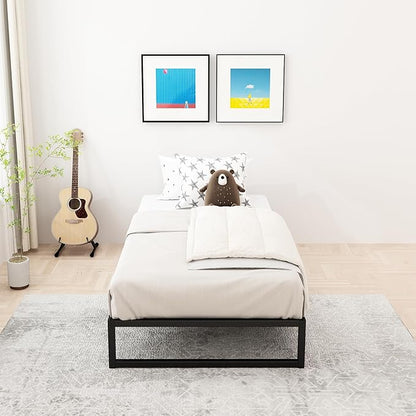 12 Inch Twin Size Bed Frames Heavy Duty Metal Twin Platform Bed Frame No Box Spring Needed, Noise Free, Easy Assembly, Black
