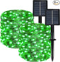 Solar String Lights Outdoor Waterproof 2 Pack Total 66ft 200LED 8 Modes Twinkle Lights Solar Fairy Lights for Patio, Garden Yard Party Wedding Tree Christmas Halloween Decoration, Green