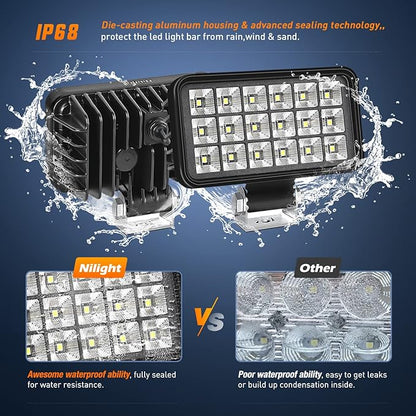 Nilight 4.4 Inch Square Utility LED Work Light W/Integrated Toggle Switch, 2PCS 36W 150° Flood Lamp for Offroad Heavy Equipment Vehicles Truck Tractor Golf Cart Boat ATV UTV