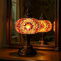 Turkish Mosaic Desk Lamp with Bulb – Orange Red Tiffany-Style Glass, Vintage Bohemian Bedside & Salon Decorative Light with E12 Socket & US Plug