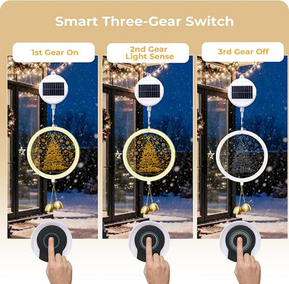 Solar Hanging Lights - Outdoor Indoor Christmas Decorations for Window, Garden, Patio, Porch,Holiday Home Decor, (Glowing Tree)