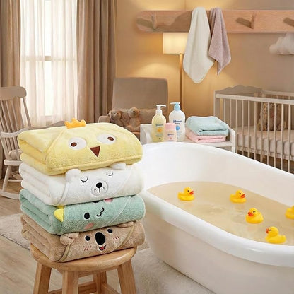 Hooded Baby Towel - 4 Pack Premium Soft Bath Towel for Baby, Newborn,Infant - Ultra Absorbent,Natural Baby Stuff Towel, Soft Coral Velvet Coral Fleece Bath Towel for Boys and Girls