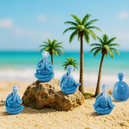 Watayo 48 Pcs Mini Sea Turtle Meditation Yoga Figurines, Miniature Zen Yoga Turtle Resin Statue, Coastal Beach Tiny Meditating Turtles Decor for Home Office Table Garden Decor Gifts DIY Crafts