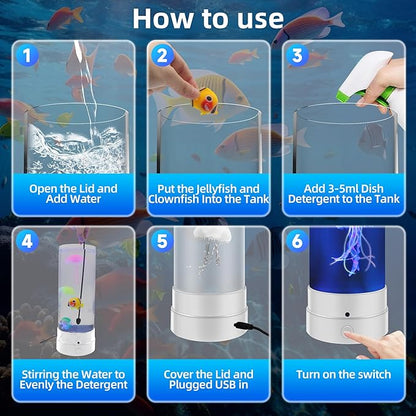 Jellyfish Lamp, 17 Colors Changing Table Lamp with Remote Control, USB Powered Jelly Fish Light Lamp, 4 Lighting Modes Water Lamp Christmas Halloween Gifts for Teen Boys Girls Room Decoration, White