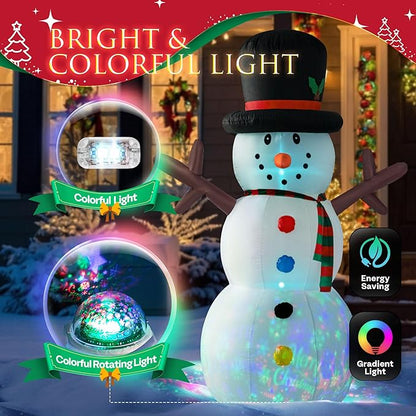 VIVOHOME 8FT Christmas Inflatable Outdoor Decoration, Snowman with Colorful Button, Navidad Blow Up Yard Decor with Built-in LED Light for Lawn, Garden, Party
