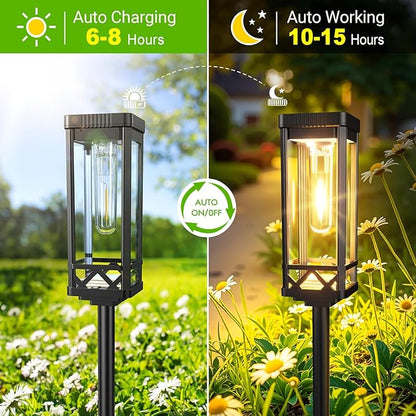 KOOPER Taller Solar Pathway Lights Outdoor, 8 Pack Upgraded Brighter Solar Garden Lights Solar Powered, Up To 15 Hours Outdoor Solar Lights for Yard Landscape Lighting Path Walkway Driveway Sidewalk