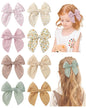 doboi 8PCS Baby Girls Hair Clips Fable Hair Bows Cotton Linen Bows for Girls Hair Accessories for Baby Toddlers Kids-Floral