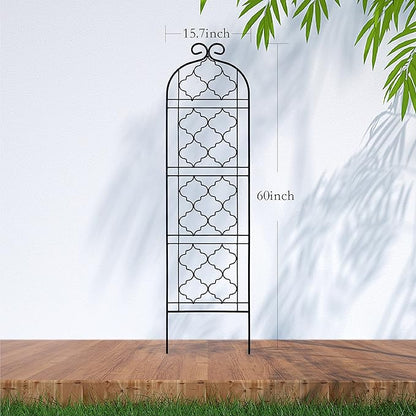 Garden Trellis for Vines and Climbing Plants Outdoor, Iron Wire Lattices Grid Panels for Potted Climbing Pergola Cucumber Tomato Rose Vegetable Flower Plant Trellises (60 * 16 Inch, Pack of 2, Black)