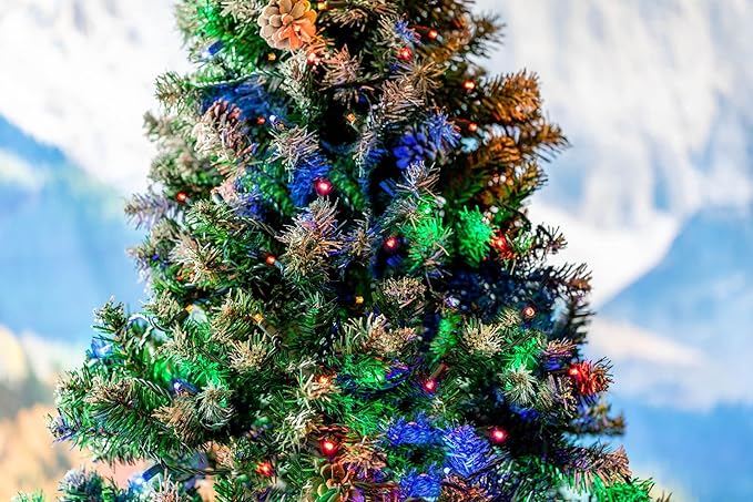 Novelty Lights 25ft Christmas String Lights, 50 Multicolor LED Bulbs on Black Wire, 6" Spacing, Connectable Indoor Outdoor Commercial Grade Lighting for Holidays Patio Weddings