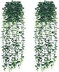 Artificial Hanging Eucalyptus Plants，Fake Plants Eucalyptus Small Decor Faux Hanging Vine Plants Wall Greenery for New Home Decoration，for Floating Shelf Indoor Outdoor Pack of 2