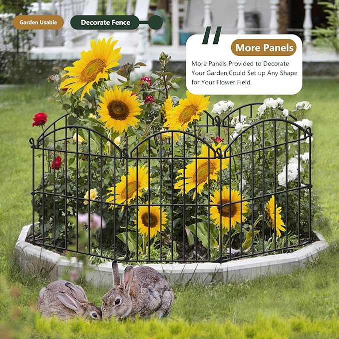 15 Panels Decorative Garden Fence, 15.94ft x 23in Animal Barrier Fencing Arched Rustproof Metal Border Ground Stake for Rabbit Dog, Outdoor Decor for Yard & Patio