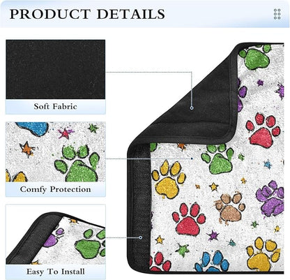 2 Pack Seatbelt Covers Seat Belt Cover Pad for Adults Boys Girls Car Seat Strap Covers Pads Cushion Universal Shoulder Strap Pad Protector for Backpack Camera Bag 6.5 Inch Cute Colorful Paw Prints and
