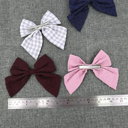 4 PCS Sailor Bow Hair Clips for Kids Girls Women Linen cotton Hair Bow Alligator Clips Baby Toddler Girl Mom Hair Accessories (Mauve/Wine)