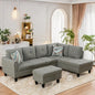L Shaped Sectional Sofa with Ottoman, Modern Couches for Living Room, Microfiber Facing, Bedroom, Office