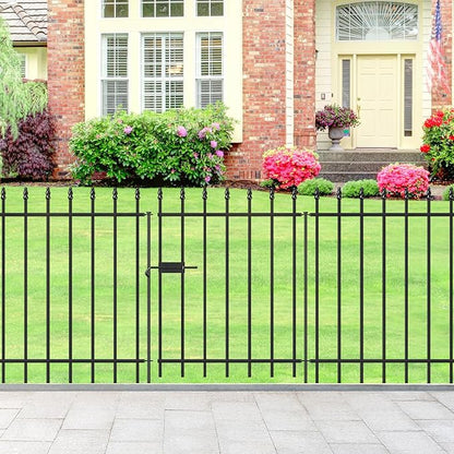 Metal Garden Fence with Gate 30 in H x 10 ft L, 1 Gate + 4 Panels Border Fence Panels Animal Barrier for Dogs, No Dig Garden Fencing for Yard Patio Flower Bed Lawn Outdoor, Black