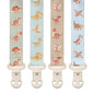 Stadela Baby Fabric Pacifier Clip Holder, Plastic Clip, 4‑Pack, Dinosaur Pattern, Dinomite Set