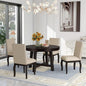 5 Pieces Dining Table Set with 43" Round Extendable Desk,Living Room Furniture W/ 4 Upholstered Curved Legs Chairs,for Restaurant,Home Bistro,Espresso