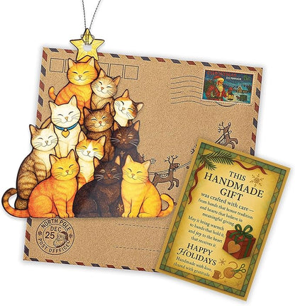 Funny Christmas Cat ornaments 2025 - Cat christmas ornament - Cat ornaments for christmas tree - Gray Orange Tuxedo cat for christmas decor - Funny Christmas ornaments 2025 - Christmas Decoration