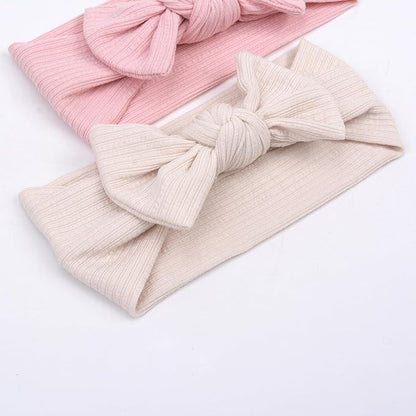 Handmade Baby Headbands Soft Stretchy Nylon Hair Bands with Bows for Newborn Infant Baby Toddler Girls- Pack of 3 (Set-B, 3 Count (Pack of 1))