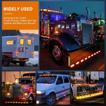 Nilight 2.5Inch Oval Side Marker Light 20PCS Amber 2 Diode LED Trailer Clearance Lights Indicator Taillight Waterproof Surface Mounted for 10-30V Truck Camper Boat Lorry