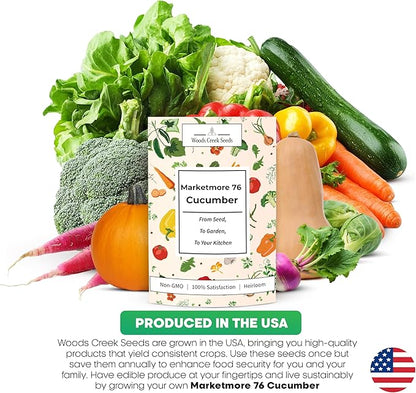 Marketmore 76 Cucumber Seeds for Planting - Heirloom Cucumber Seed Pack - Non-GMO, Crisp Texture Pickling Cucumbers for Planting Indoors or Outdoors - Vegetables Seeds for Planting
