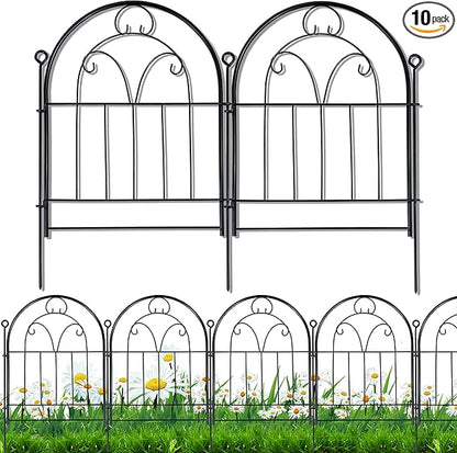 Garden Fence, 11ft(L) X 21in(H) 10 Pack Rustproof Metal No Dig Fence Panels, Garden Fencing Dog Fence Outdoor for Yard, Decorative Fences and Borders, Animal Barrier, Flower Bed, Patio