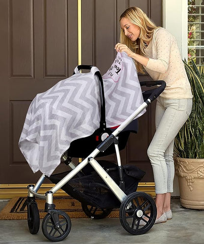 Metplus Car Seat Cover Baby, 100% Muslin Cotton Infant Carseat Covers for Boys and Girls, Lightweight Breathable Canopy, Summer Stroller Sun Shade, Newborn Travel Essentials