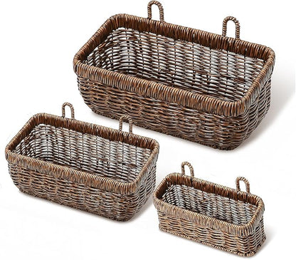 AceList Wall Hanging Basket, Boho Style Hand-Woven Hanging Storage Baskets