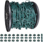500FT C7 Light String Christmas Stringer, E12 Christmas Sockets 12" Spacing, C7 Stringer Set Green Outdoor String Light for Wedding Patio Event Lighting Decor, Green Wire