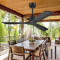 Ceiling Fans With Remote Control, Outdoor Ceiling Fan for Patios Indoor, 3 Downrods, 3 Blades, Timer, 6 Speed Reversible Quiet DC Motor Modern Fan Solid Wood Fan,52in, Matte Black