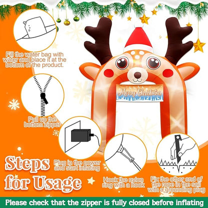 10 FT Giant Reindeer Inflatable Reno Inflable Christmas Deer Arch Decoration with LED Lights, Blow Up Decor for Outdoor Yard Lawn Sign Backdrop(Reindeer)