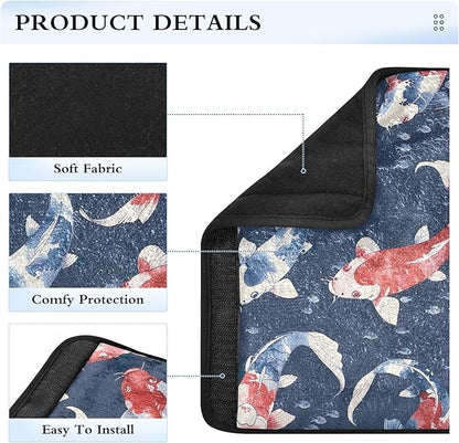 CHIFIGNO 2Pcs Seat Belt Covers Dark Blue and Red Fish Seat Belt Cushion Cover Soft Shoulder Pad Auto Interior Accessories for Car Bag