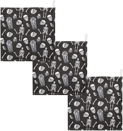 vvfelixl Baby Washcloths Cotton Creepy Skull Baby Muslin Washcloths Soft Baby Face Towel for Newborn Infants, 11.8 X 11.8 inch, one sizex5