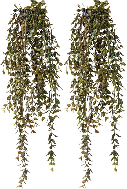 Artificial Hanging Plant 2 Pcs Faux Plant Ivy Vine Faux Eucalyptus Vines Fake Potted Greenery for Wall Living Room Home Shelf Office Bathroom Outdoor Indoor Decor (Type 3)