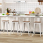 WENTMENT Metal Bar Stools Set of 4 Counter Height Stools Barstools with Removable Back 24" Kitchen Bar Stools with Wooden Seat, White
