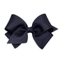 Wee Ones Girls' Plain Wrap Classic Grosgrain Hair Bows on a WeeStay No-Slip Hair Clip, Handmade, Small, Navy