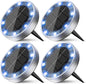 Peasur Mini Solar Ground Lights Outdoor, 4 Pack Flat Solar Powered Disc Lights, IP68 Waterproof, Anti-Rust, Landscape Lighting for Pathway Garden Yard Lawn Walkway Landscape Driveway, Blue